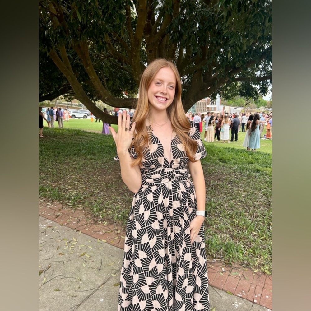 Anthropologie Katerina Button down Puff-Sleeve V-Neck Printed Maxi Dress Small - Picture 5 of 16
